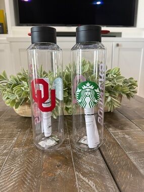 SET OF 2 BNWT Starbucks University of Oklahoma Sooners Water Bottles - 24oz OU